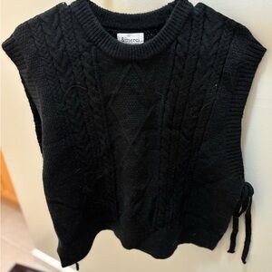 Black sweater vest, with adjustable side ties